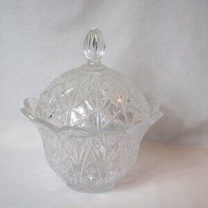 Vintage DePlomb Cut Glass Covered Candy Dish